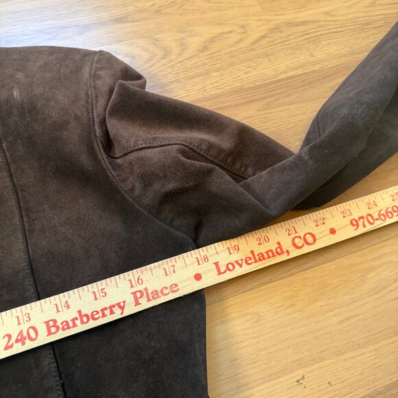 Women's Bernardo Nordstrom Dark Brown Suede Leather Zip Up City Jacket Sz Small - Picture 7 of 7